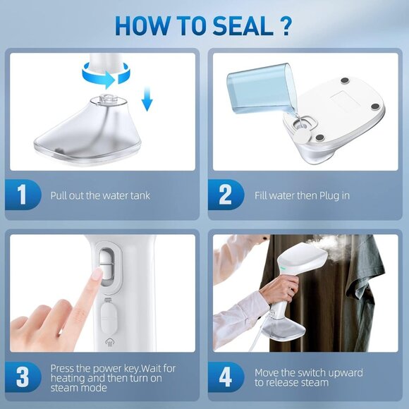 1800W Handheld Steamer for Clothes - Fast Heat-Up, 2 Ironing Modes, White - Picture 8 of 8